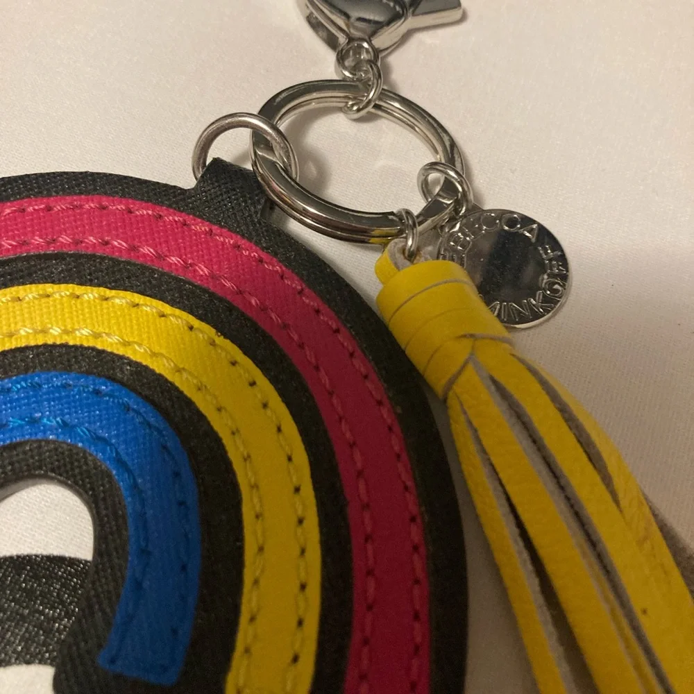 Rebecca Minkoff Rainbow 🌈 Pride Keychain Yellow Tassel Silver
